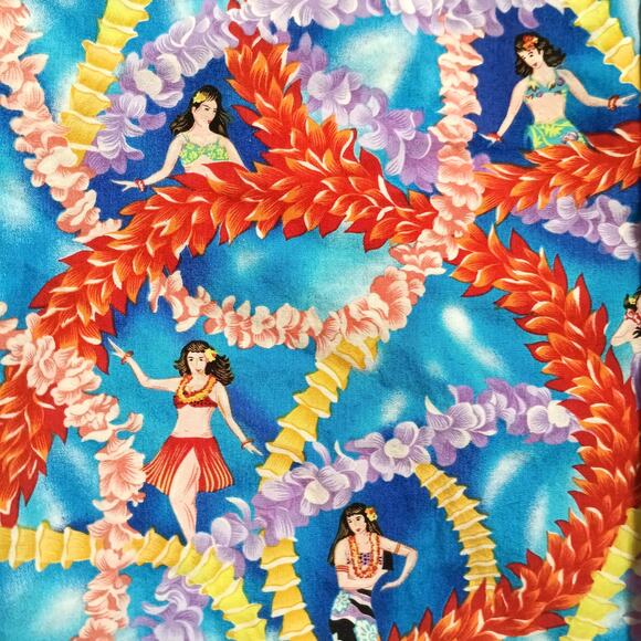 SOLD Hawaiian Lei Hula Dancer Button Down Shirt Sz L - Picture 2 of 6